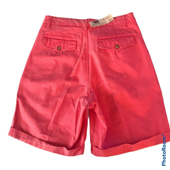 Vintage NOS Badge Bright Neon Pink Pleated High Rise Bermuda Shorts Womens 31 - Picture 3 of 6